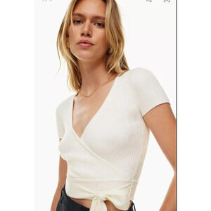 Aritzia brand Little Moon white t-shirt with side tie Size XS